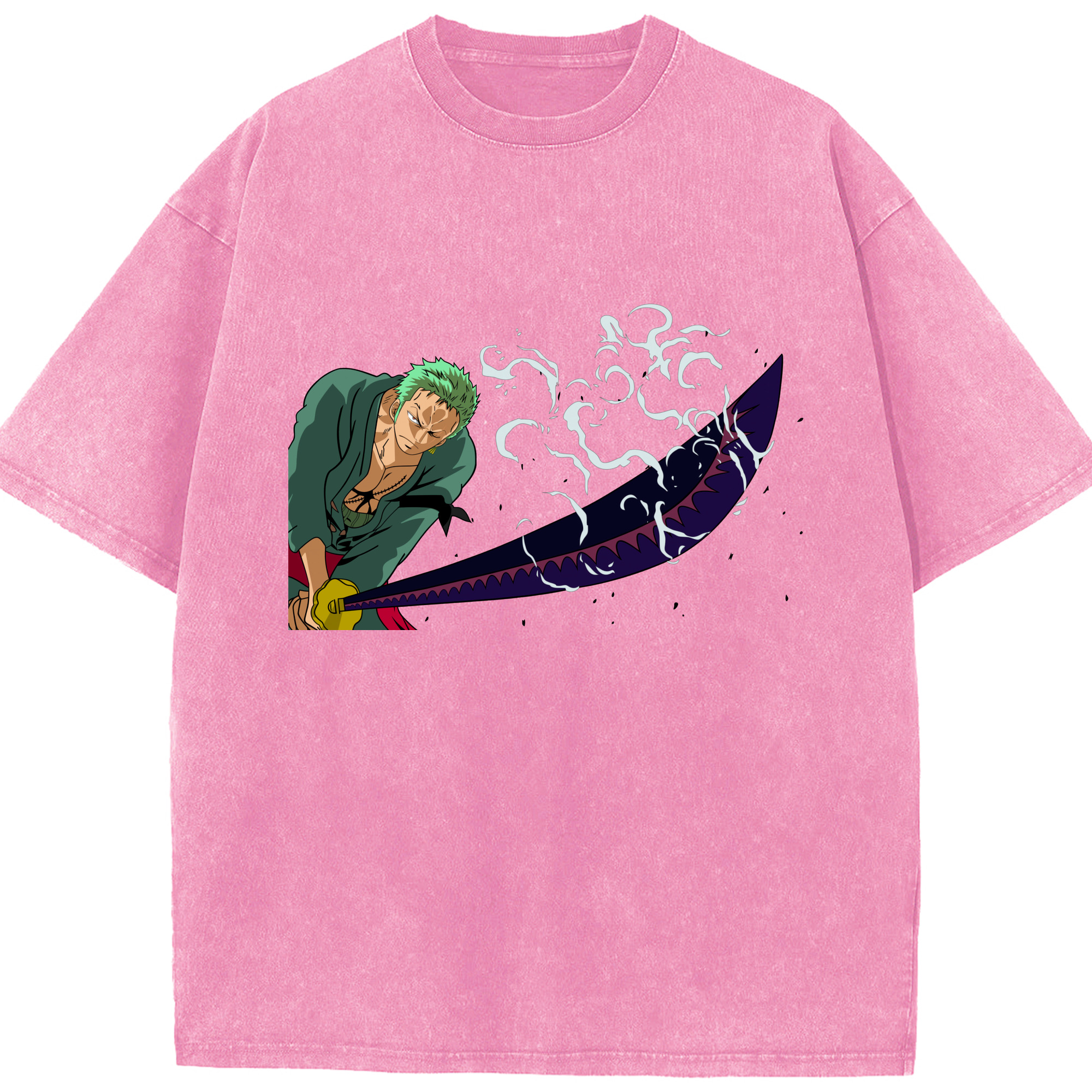 ワンピース ロロノア・ゾロ ONE PIECE Roronoa Zoro 綿100% ヴィンテージ風 半袖Tシャツ（フロントプリント）